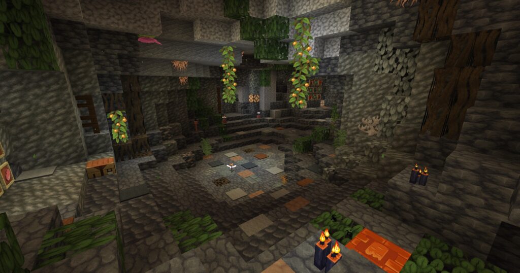 Die Rezept-Höhle auf unserem Minecraft-Server, dacasa.net Du erreichst sie über den Befehl /rezepte